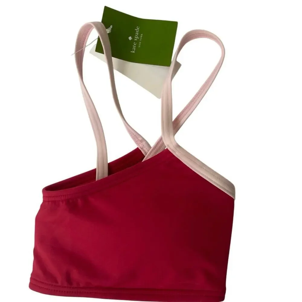 Kate Spade Bikini Top Padded Rose Pink Bows Details Sz XS Preppy Coquette - Picture 8 of 11